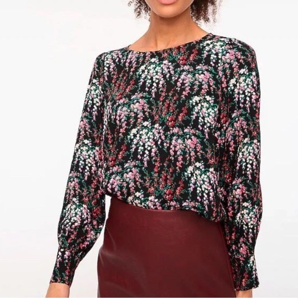 J. Crew Floral Blouse - Black and Pink